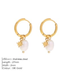 Luxury Pearl Hoop Earrings Minimalist 18K Gold Plated Pearl Charms Earrings for Girls Trendy Anniversary Birthday Jewelry Gift