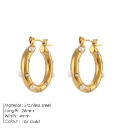 Luxury Pearl Hoop Earrings Minimalist 18K Gold Plated Pearl Charms Earrings for Girls Trendy Anniversary Birthday Jewelry Gift