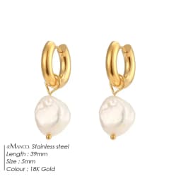 Luxury Pearl Hoop Earrings Minimalist 18K Gold Plated Pearl Charms Earrings for Girls Trendy Anniversary Birthday Jewelry Gift