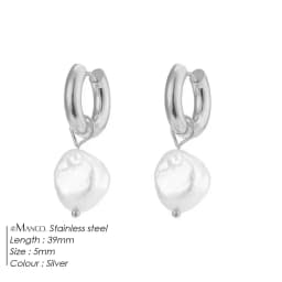 Luxury Pearl Hoop Earrings Minimalist 18K Gold Plated Pearl Charms Earrings for Girls Trendy Anniversary Birthday Jewelry Gift