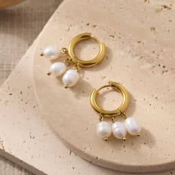 Luxury Pearl Hoop Earrings Minimalist 18K Gold Plated Pearl Charms Earrings for Girls Trendy Anniversary Birthday Jewelry Gift