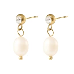 Luxury Pearl Hoop Earrings Minimalist 18K Gold Plated Pearl Charms Earrings for Girls Trendy Anniversary Birthday Jewelry Gift