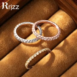 Rrjzz 2MM D-Color Full Moissanite Stackable Eternity Weedding Rings Sparlking Women Engagement Promise Ring GRA Jewelry Gifts