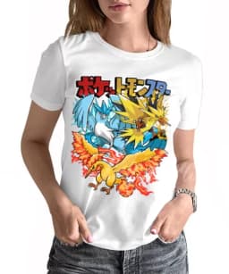 Pokémon Anime Articuno Zapdos Moltres Printed T-shirt Men's and Women's T-shirt Men's Tops Harajuku Y2K T-shirt 2026 Summer New