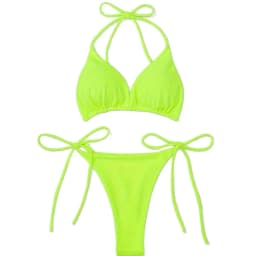 New European and American Style Solid Color Sexy Strappy Backless Halter Neck Women's Fashion Bikini Swimsuit