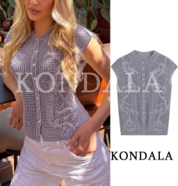 KONDALA Women Summer Elegant Hollow Knit Vest High Street Holiday Leisure Vest New 2026 Trendy Beach Party Chic Ladies Slim Vest
