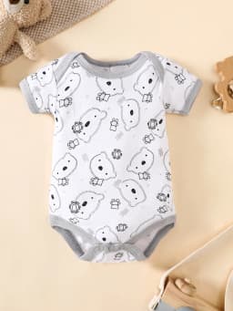 his 8-piece unisex newborn layette set fits boys and girls aged 0-9 months, with lovely grey bear prints.