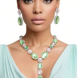 2026 New Product Exaggerated Tassel Necklace Earring Set with European and American Luxury Y-shaped Water Diamond Chain