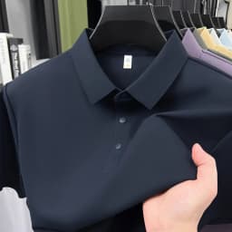 High quality ice silk short sleeve polo shirt men's classic solid color summer breathable business casual T-shirt new luxury top