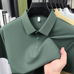 High quality ice silk short sleeve polo shirt men's classic solid color summer breathable business casual T-shirt new luxury top