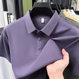High quality ice silk short sleeve polo shirt men's classic solid color summer breathable business casual T-shirt new luxury top
