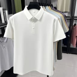High quality ice silk short sleeve polo shirt men's classic solid color summer breathable business casual T-shirt new luxury top