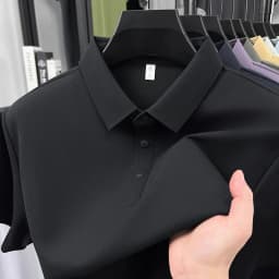 High quality ice silk short sleeve polo shirt men's classic solid color summer breathable business casual T-shirt new luxury top