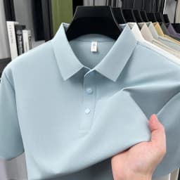 High quality ice silk short sleeve polo shirt men's classic solid color summer breathable business casual T-shirt new luxury top
