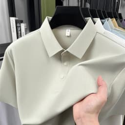 High quality ice silk short sleeve polo shirt men's classic solid color summer breathable business casual T-shirt new luxury top