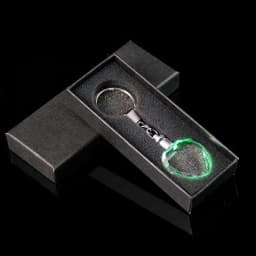 Wholesale 10-50pcs Blank Crystal Heart Shaped Keychain for 3D Laser Engraving Crystal Pendants With Colorful Light