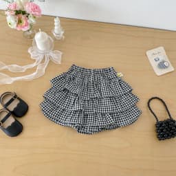 Korean-style New Summer Infant and Toddler Sweet Princess Forest Cake Pleated Skirt Check Half Skirt Versatile Dress Pants