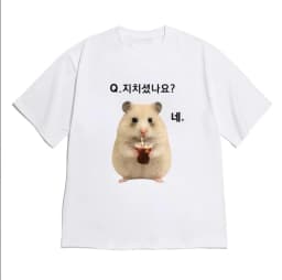 Korean Style Funny Short Sleeve Cute Hamster Meme T-shirt for Women Men "Are You Tired?" Graphic Crew Neck Tee Versatile Top