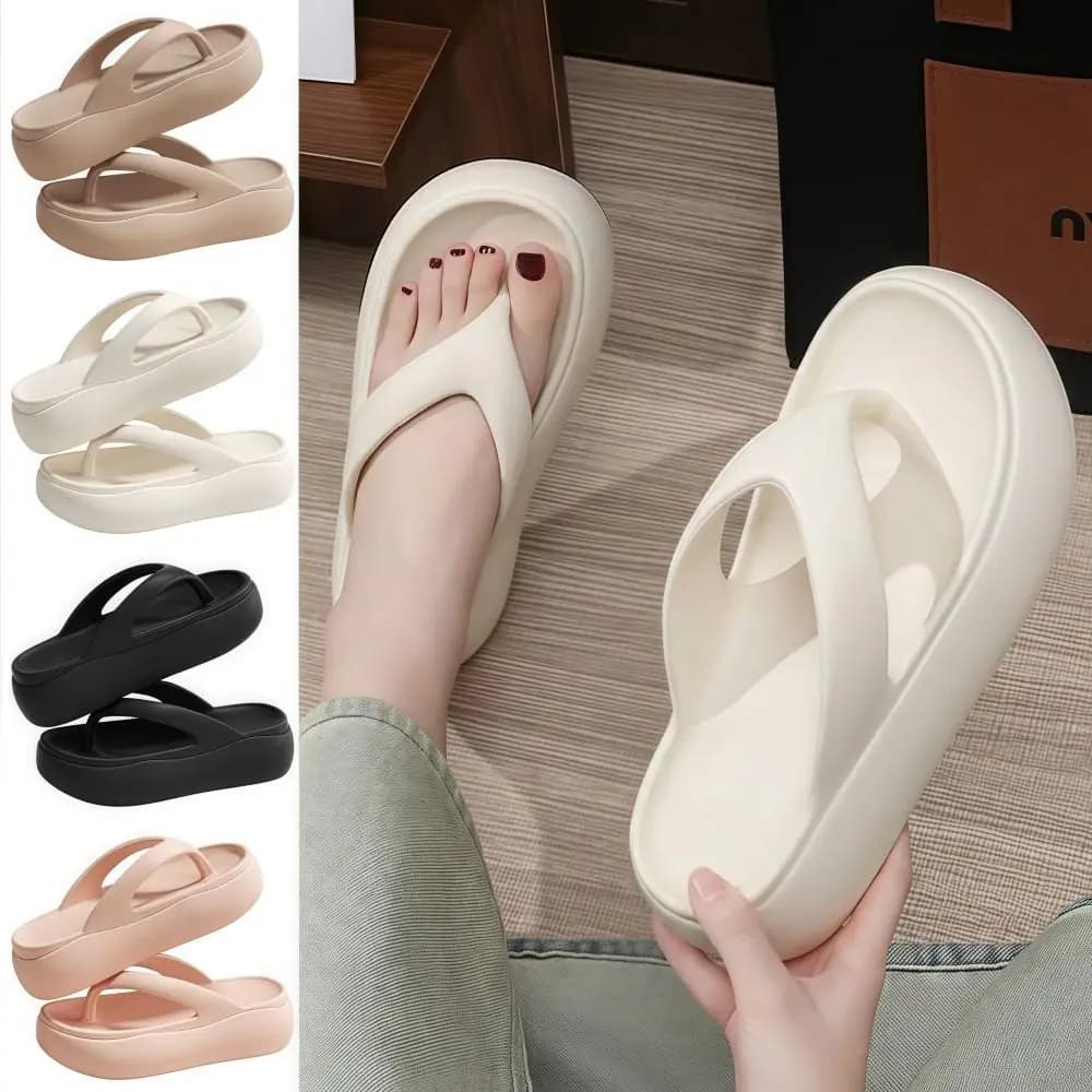 Height-increasing Platform Slippers 5CM EVA Soft Sole Beach Sandals Lightweight Anti-odor Women's Flip Flops Everyday Outfits