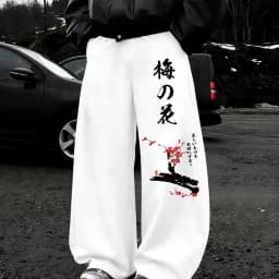 Japanese Style Printed 3D Micro Elastic Unisex Casual and Fashionable Spring and Autumn Straight Drawstring Waist Circumference