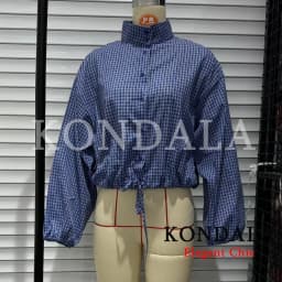KONDALA Women Casual Trendy Plaid Shirts Turtleneck Single Breasted Blouse New Fashion 2026 Spring Summer Holiday Sporty Blouse
