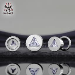 KUBOOZ Stainless Steel Triangle Zircon Ear Tunnels Plugs Screw Fit Ear Expanders Stretchers Gauge Body Piercing Jewelry 2PCS