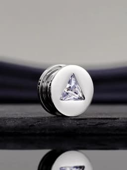 KUBOOZ Stainless Steel Triangle Zircon Ear Tunnels Plugs Screw Fit Ear Expanders Stretchers Gauge Body Piercing Jewelry 2PCS