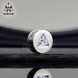 KUBOOZ Stainless Steel Triangle Zircon Ear Tunnels Plugs Screw Fit Ear Expanders Stretchers Gauge Body Piercing Jewelry 2PCS