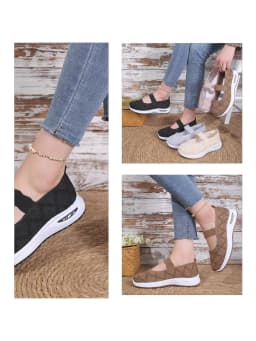 Women's Walking Shoes Breathable Mesh Cushioned Slip-On Sneakers Non-Slip Soft Sole Casual Loafers for Mom