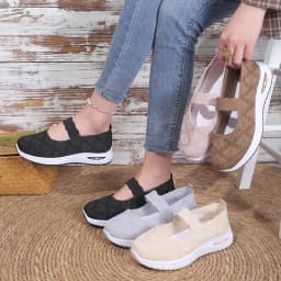 Women's Walking Shoes Breathable Mesh Cushioned Slip-On Sneakers Non-Slip Soft Sole Casual Loafers for Mom