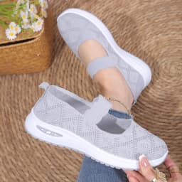 Women's Walking Shoes Breathable Mesh Cushioned Slip-On Sneakers Non-Slip Soft Sole Casual Loafers for Mom
