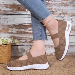 Women's Walking Shoes Breathable Mesh Cushioned Slip-On Sneakers Non-Slip Soft Sole Casual Loafers for Mom