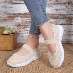 Women's Walking Shoes Breathable Mesh Cushioned Slip-On Sneakers Non-Slip Soft Sole Casual Loafers for Mom