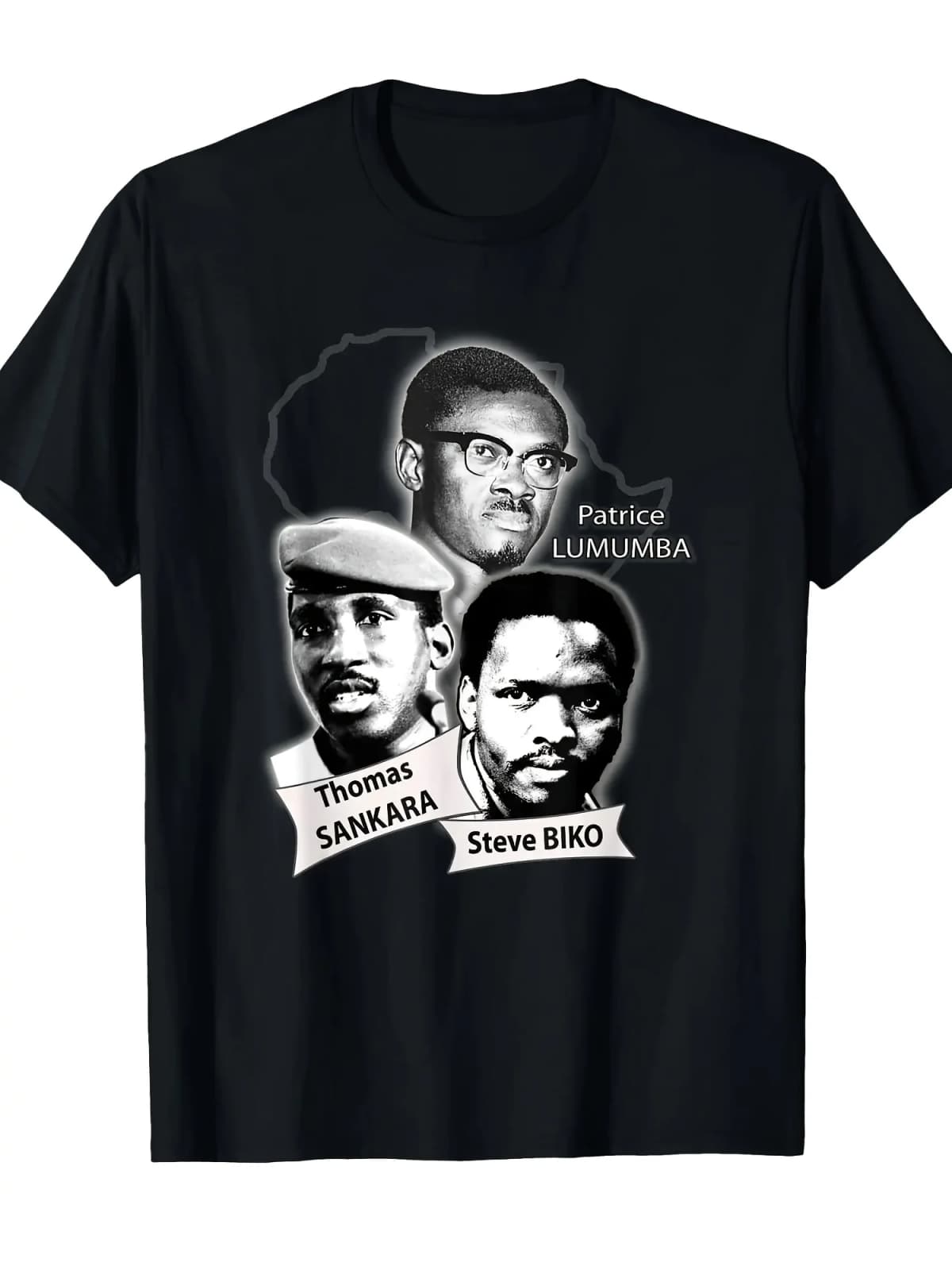 Men's Black African Heritage Graphic T-Shirt 3D Printed Patrice Lumumba for THOMAS Sankara Steve Biko Design
