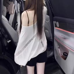 Summer Solid Temperament Back Lace Splicing Bat Long Sleeve T-Shirt Women's Sunscreen Blouse Large Size Sexy Slash Shoulder Top