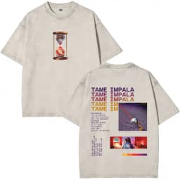 Vintage Washed Pop Rock Band Tame Impala Currents Merch 2026 T Shirts Men Women Casual Cotton Oversized Short Sleeve T-shirts