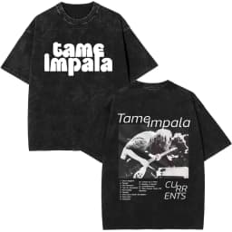 Vintage Washed Pop Rock Band Tame Impala Currents Merch 2026 T Shirts Men Women Casual Cotton Oversized Short Sleeve T-shirts
