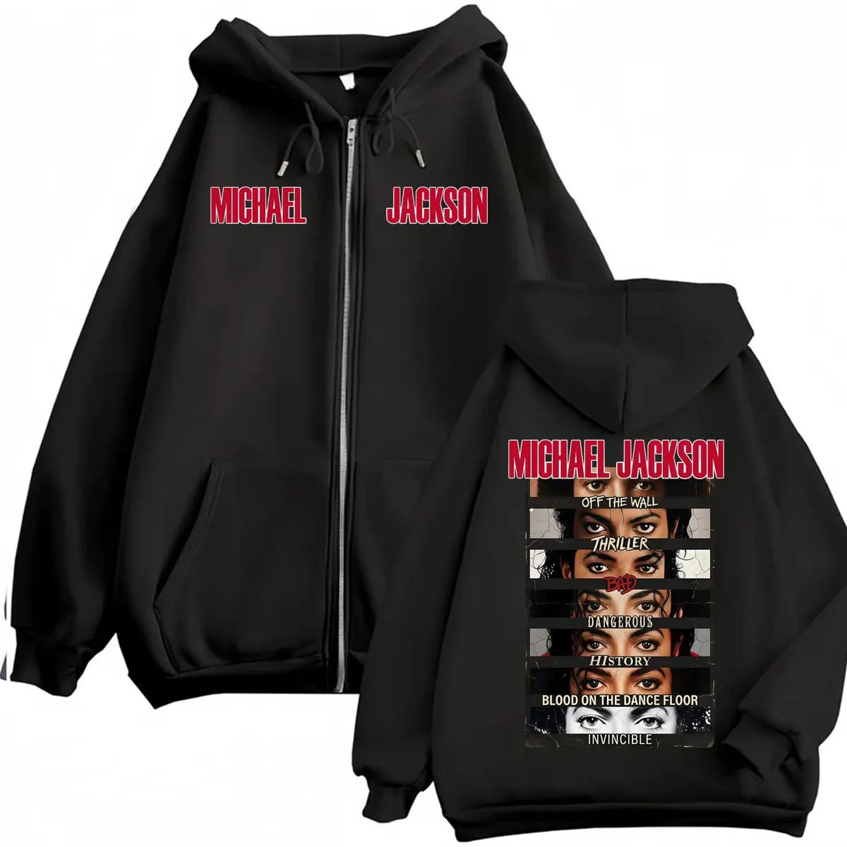Michael Jackson King of Pop Album Cover Zip Up Hoodies Men Women Harajuku Hip Hop Jacket Sweatshirts Casual Fleece Zipper Hoodie