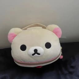 New Cute Rilakkuma Bear Girl Plush Elliptical Stereoscopic Makeup Bag Portable Storage Bag Cute Cartoon Easy Bear Bear Storage W