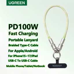 UGREEN Portable Lanyard USB Type C To Type C Cable PD100W Fast Charging Data Fpr Apple iPhone 17 iPad Macbook Charger Android 5A