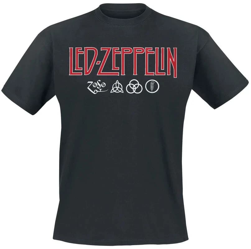 Logo & Symbols Led Zeppelin Band T-Shirt 100% Cotton Graphic Tee Men Women Summer Streetwear Top