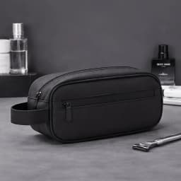 Retro Men'S Toiletry Bag Sports Faux Leather Large Capacity Storage Bag Business Trip Travel Cosmetic Bag Handbag Makeup Bag