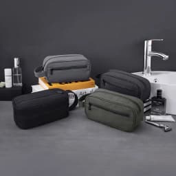 Retro Men'S Toiletry Bag Sports Faux Leather Large Capacity Storage Bag Business Trip Travel Cosmetic Bag Handbag Makeup Bag