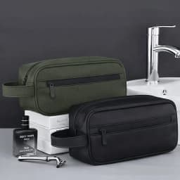 Retro Men'S Toiletry Bag Sports Faux Leather Large Capacity Storage Bag Business Trip Travel Cosmetic Bag Handbag Makeup Bag