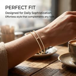 Gold Color Adjustable Two-story Zircon Bangle, Luxury Stainless Steel Bohemian Style Bracelet for Women, Fashion Jewelry Gift
