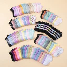 15Pairs Mixed Kid's Short Ankle Socks Sweet Cartoon Smile Heart Print Elastic Toddler Kids Socks for All Seasons