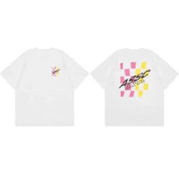 Summer Street Trend Club Graffiti Letter Gradient Lightning Casual Cotton T-Shirt Men's and Women's Luxury Brand Top