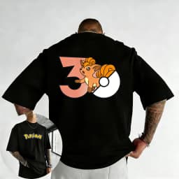 Pokémon 30th Anniversary Vulpix Printed T-shirt Men's and Women's T-shirt High Quality Vintage T-shirt 2026 Summer Streetwear