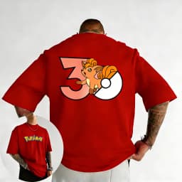 Pokémon 30th Anniversary Vulpix Printed T-shirt Men's and Women's T-shirt High Quality Vintage T-shirt 2026 Summer Streetwear