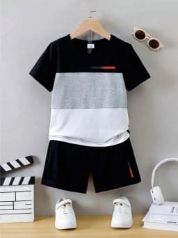 Children's T-Shirt Boy Simple Letter Printed Summer Street Sports Short Sleeve Set Fashion Comfortable Children's Clothing Boys
